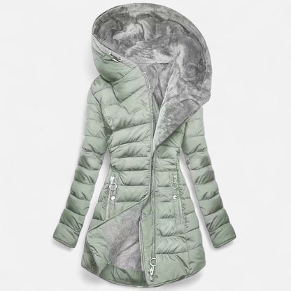 Damen Fleecejacke Slim Fit mit Kapuze und Reißverschluss