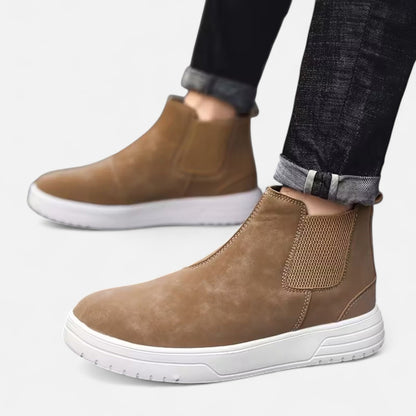 Herren Chelsea Boots Lederoptik Elastisch