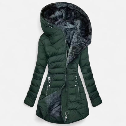 Damen Fleecejacke Slim Fit mit Kapuze und Reißverschluss