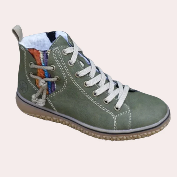 Damen Knöchelstiefel Glattes Leder Schnürsenkel