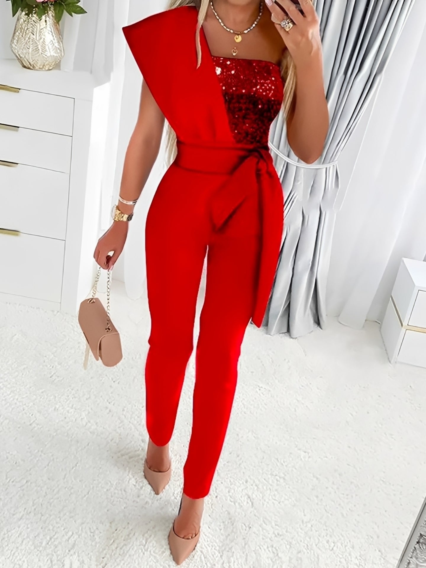 Damen Glitzer-Jumpsuit Modern Stretch