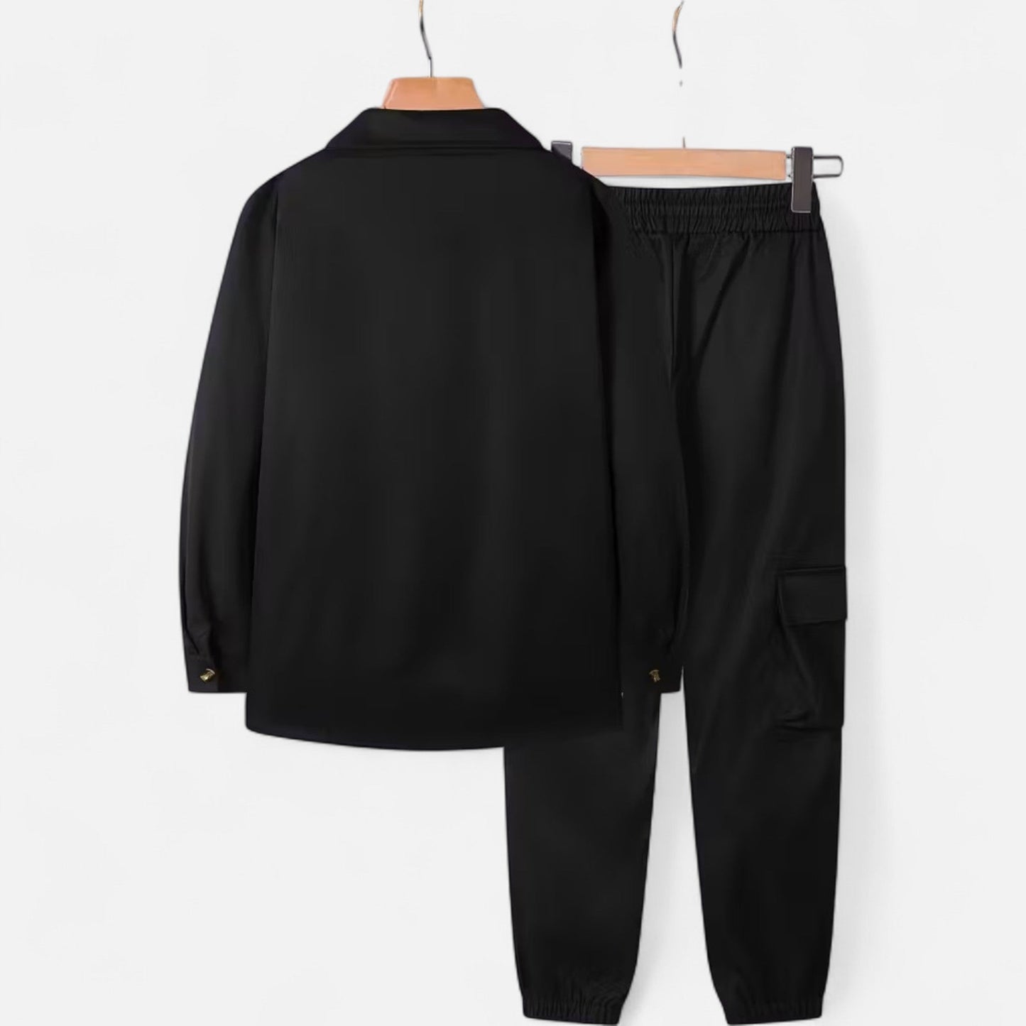 Herren Arbeitshemd & Jogger Set mit Kordelzug und Multi-Taschen