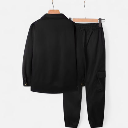 Herren Arbeitshemd & Jogger Set mit Kordelzug und Multi-Taschen