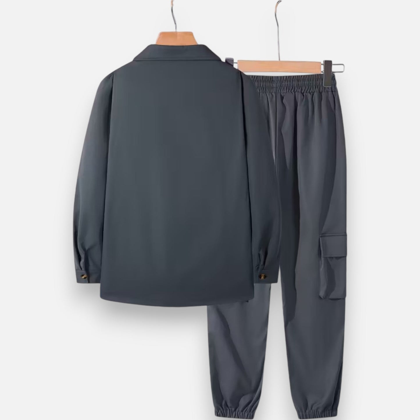 Herren Arbeitshemd & Jogger Set mit Kordelzug und Multi-Taschen