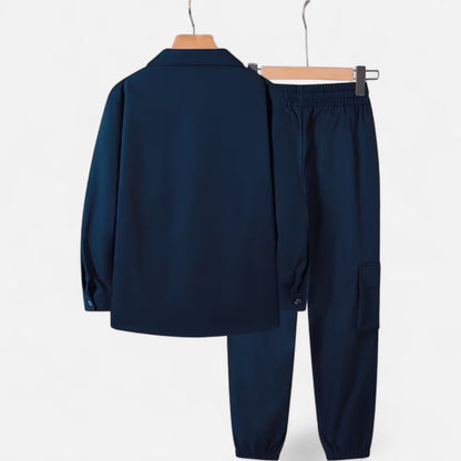Herren Arbeitshemd & Jogger Set mit Kordelzug und Multi-Taschen