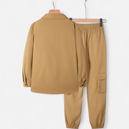 Herren Arbeitshemd & Jogger Set mit Kordelzug und Multi-Taschen