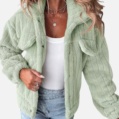 Damen Plüschjacke Dicke Warm Reverskragen