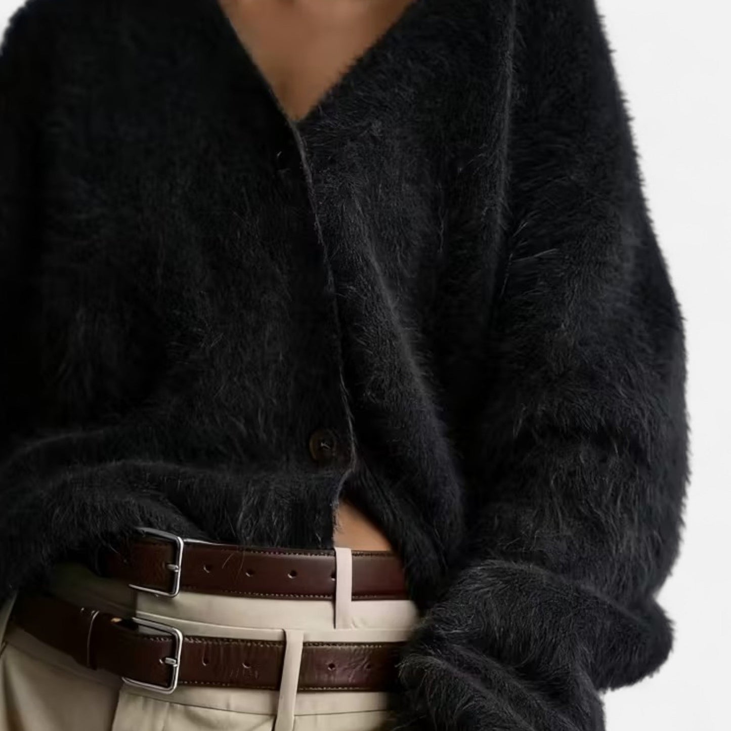 Damen Cardigan V-Ausschnitt Weich Solide Farbe Mit Knöpfen