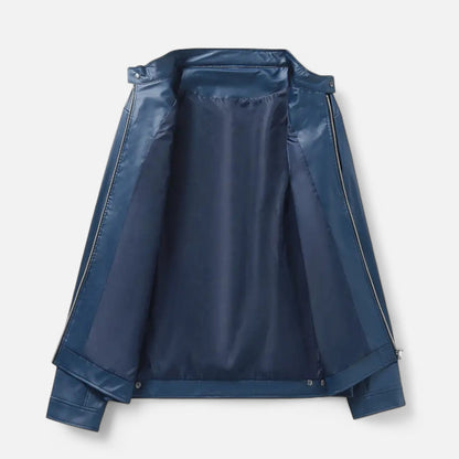 Herren Lederjacke Biker Style Reißverschluss