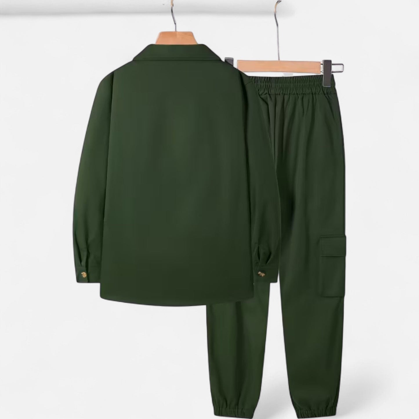 Herren Arbeitshemd & Jogger Set mit Kordelzug und Multi-Taschen