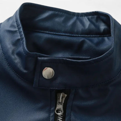 Herren Lederjacke Biker Style Reißverschluss