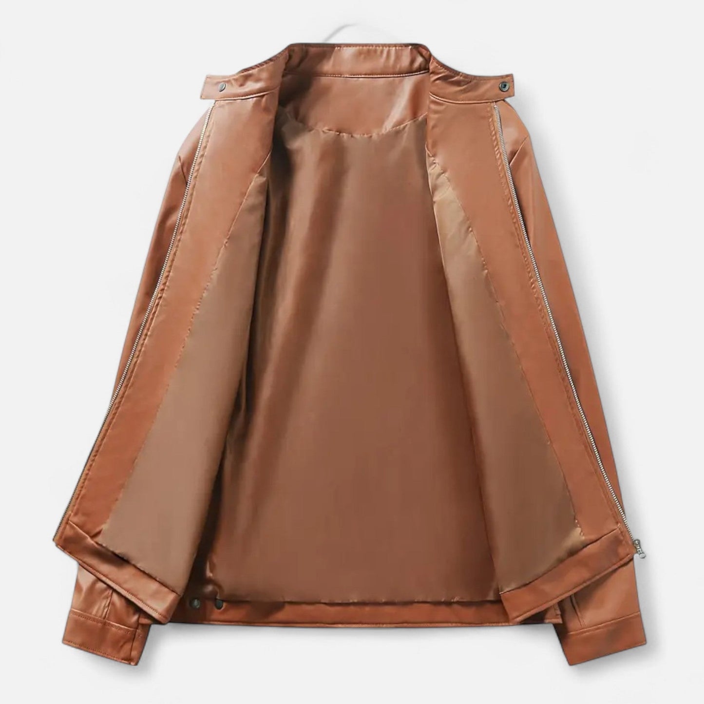Herren Lederjacke Biker Style Reißverschluss