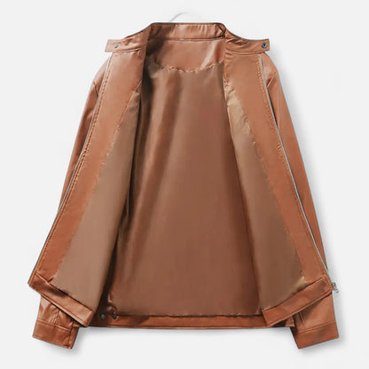 Herren Lederjacke Biker Style Reißverschluss