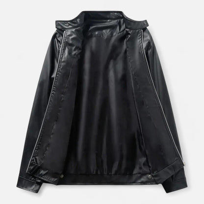 Herren Lederjacke Biker Style Reißverschluss