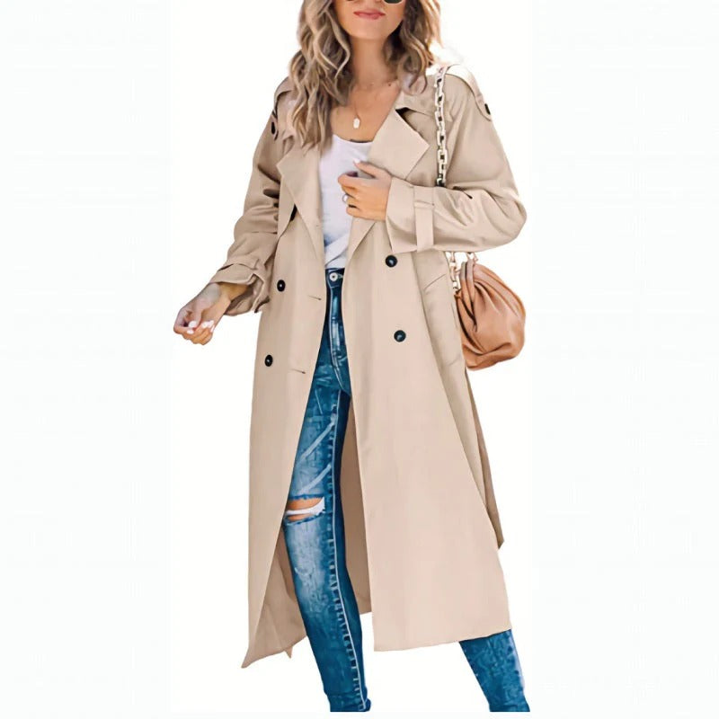 Herren Trenchcoat Doppelreiher Relaxed Fit Lang