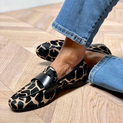 Damen Loafer Schwarz Detail Leder - Norvielle