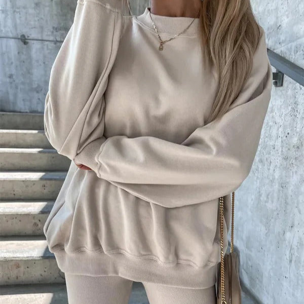 Weiches Damen Sweatshirt Oversized Rundhalsausschnitt Baumwolle