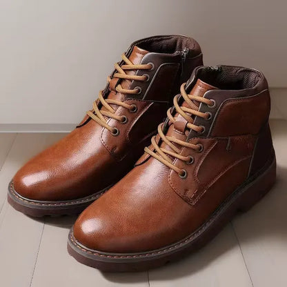 Herren Stiefel Ankle Boots Lace-Up Reißverschluss robuster Sohle