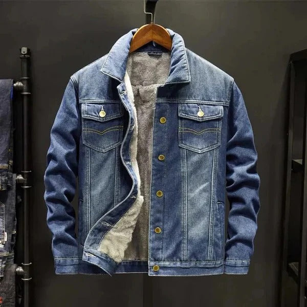 Herren Denim Trucker Jacket Fleece Innenfutter Relaxed Fit