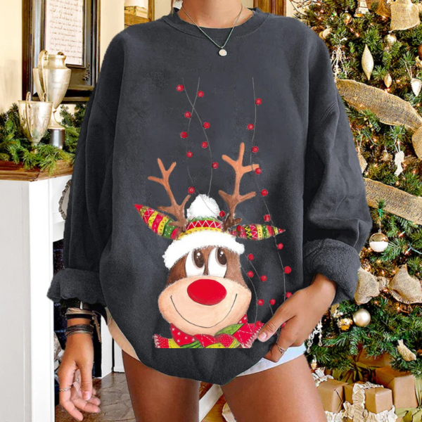 Norvielle Damen Pullover Sweatshirt Weiches Strick Rentier