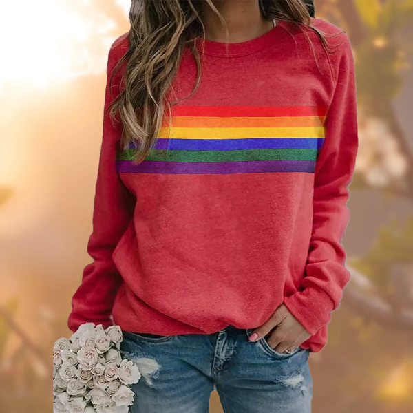 Damen Pullover Sweatshirt Weiches Strick Rundhalsausschnitt Gestreift - Norvielle