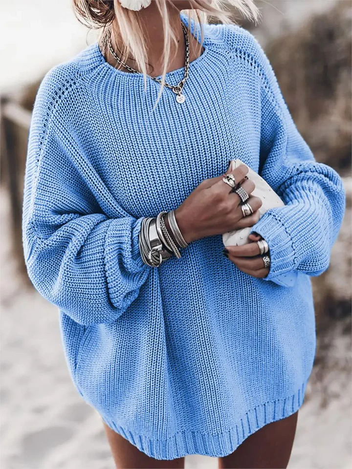 Norvielle Damen Oversized Pullover Grobstrick Raglan