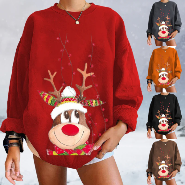 Norvielle Damen Pullover Sweatshirt Weiches Strick Rentier