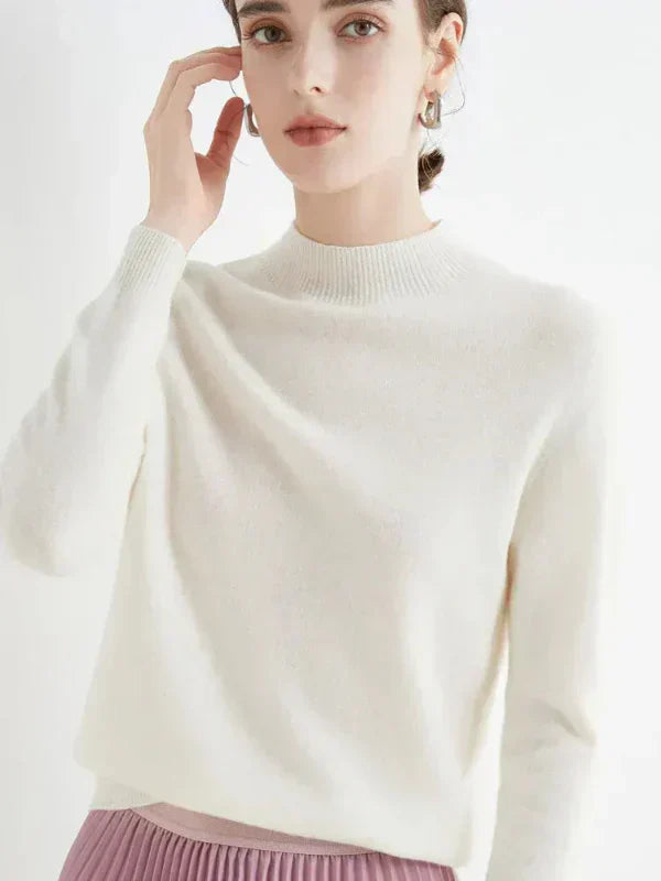 Norvielle Damen Pullover Sweatshirt Wollmischung Langärmlig Rippkragen
