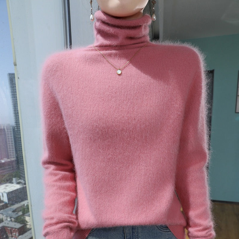 Norvielle Damen Rollkragenpullover Wollmischung Fleecekragen