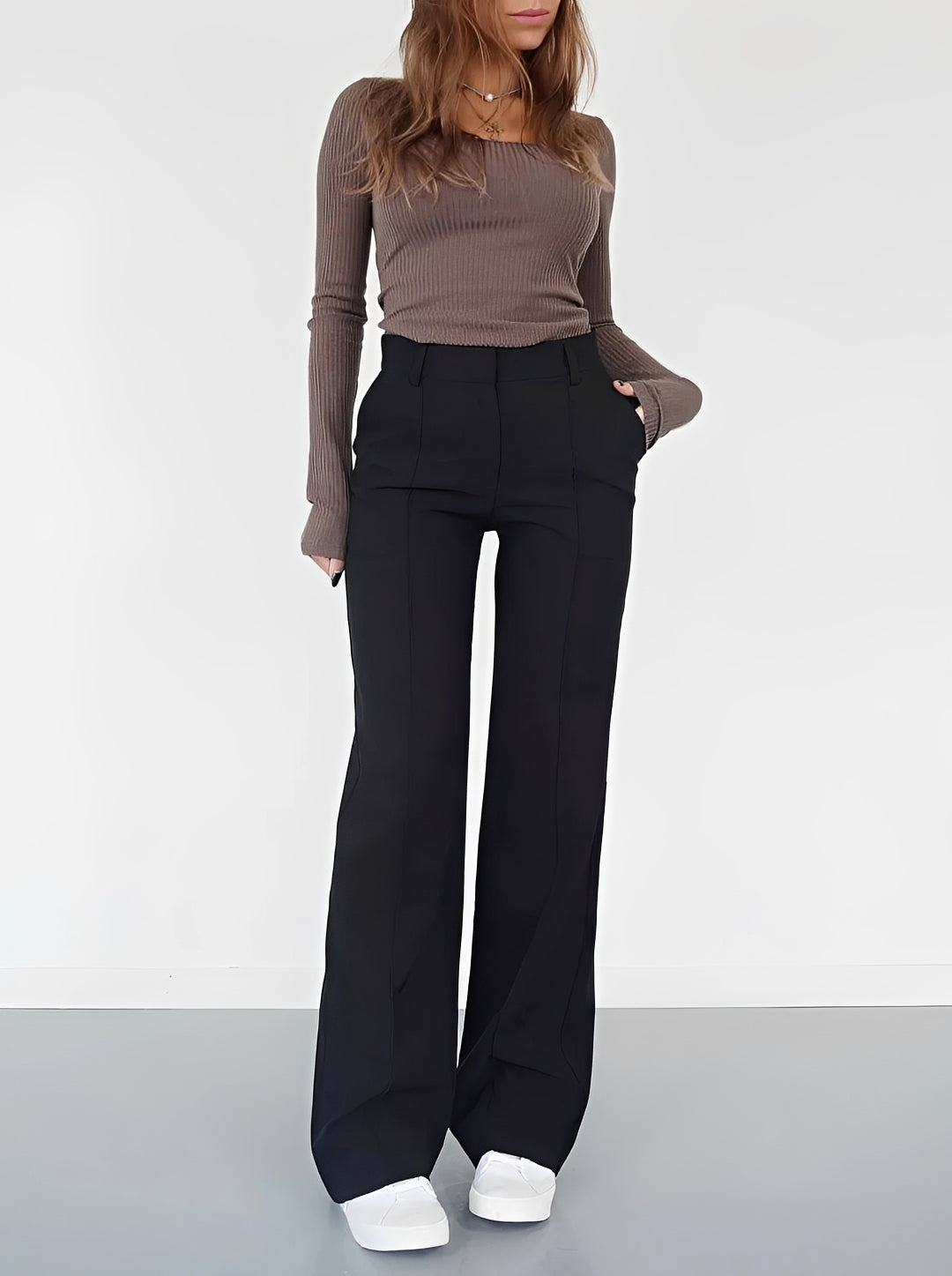 Damen Bootcut-Hose Gerade Geschnitten
