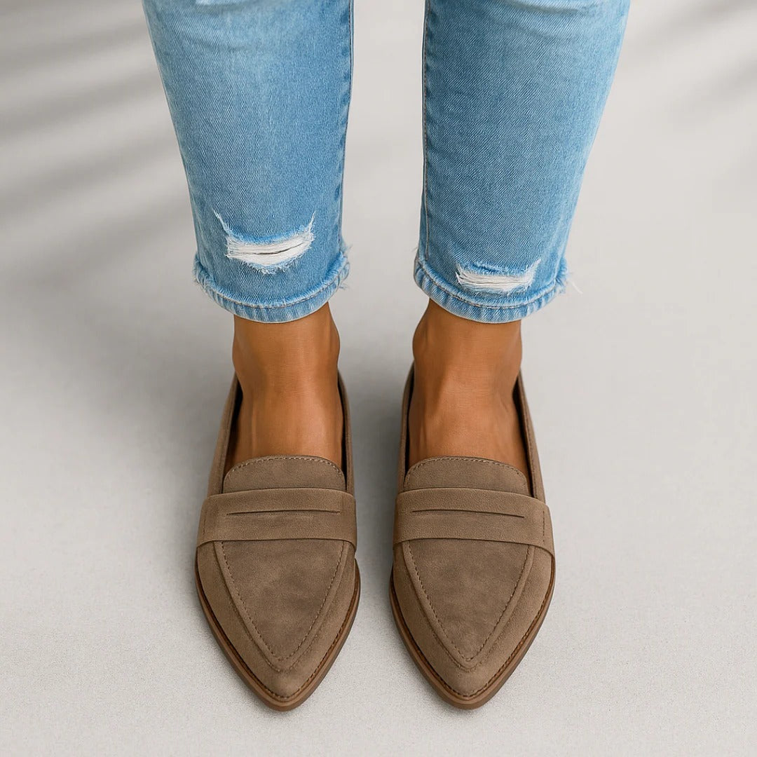 Damen Loafer Spitze Zehenpartie Lässig