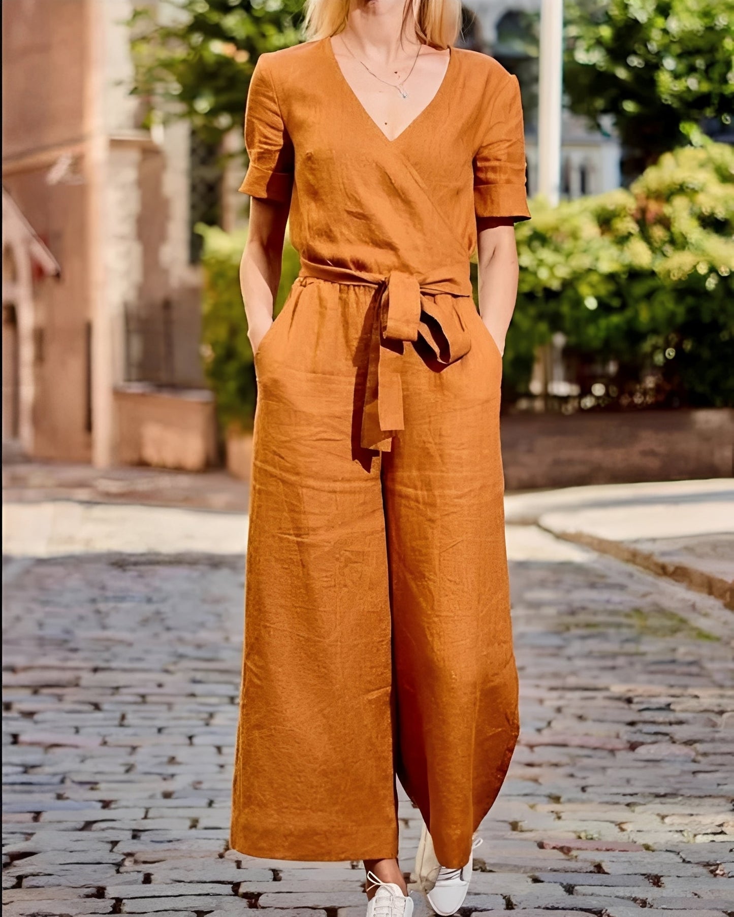 Damen Jumpsuit Gürtel Lässig