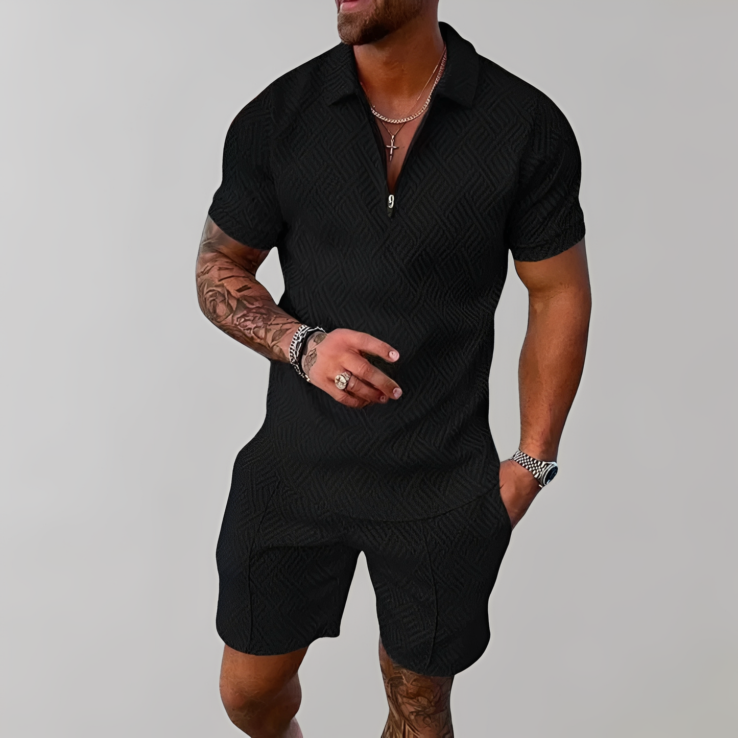 Edwin Herren Poloshirt Shorts Set Baumwolle