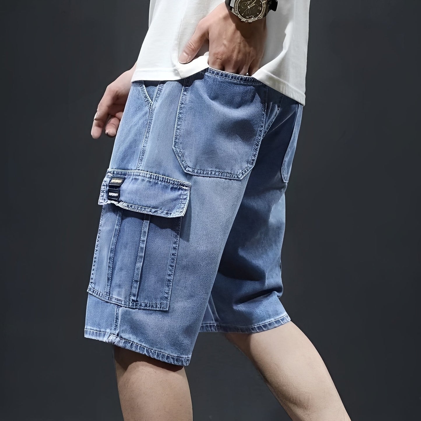 Herren Cargo-Jeansshorts Lässig Bequem