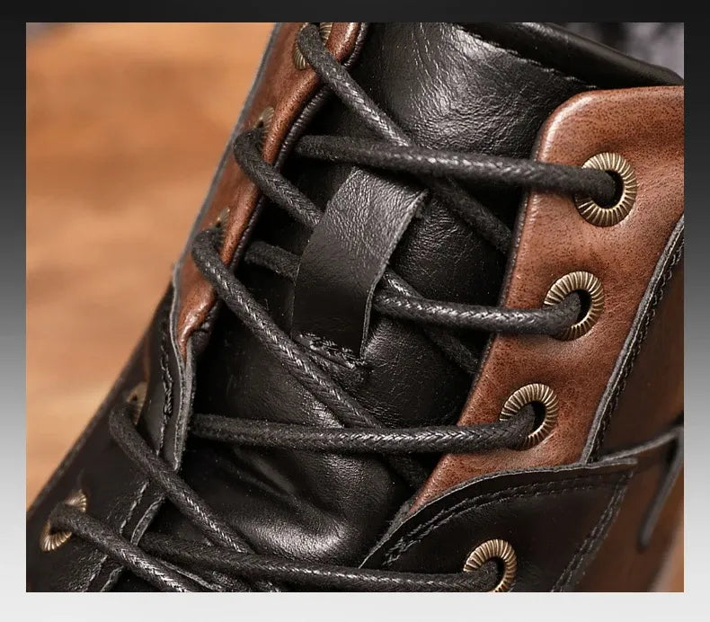 Herren Stiefel Ankle Boots Lace-Up Reißverschluss robuster Sohle