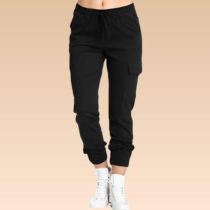 Zendi Damen Cargo-Hose Elegant Taillierte Beige