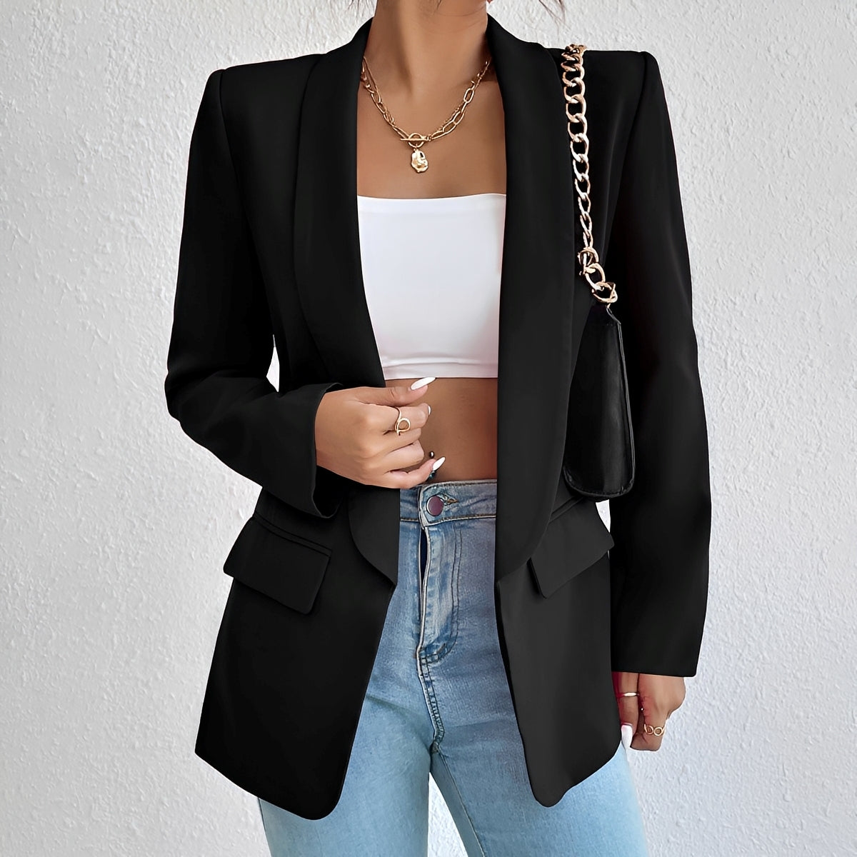 Damen Blazer Tailliert Büro Alltag