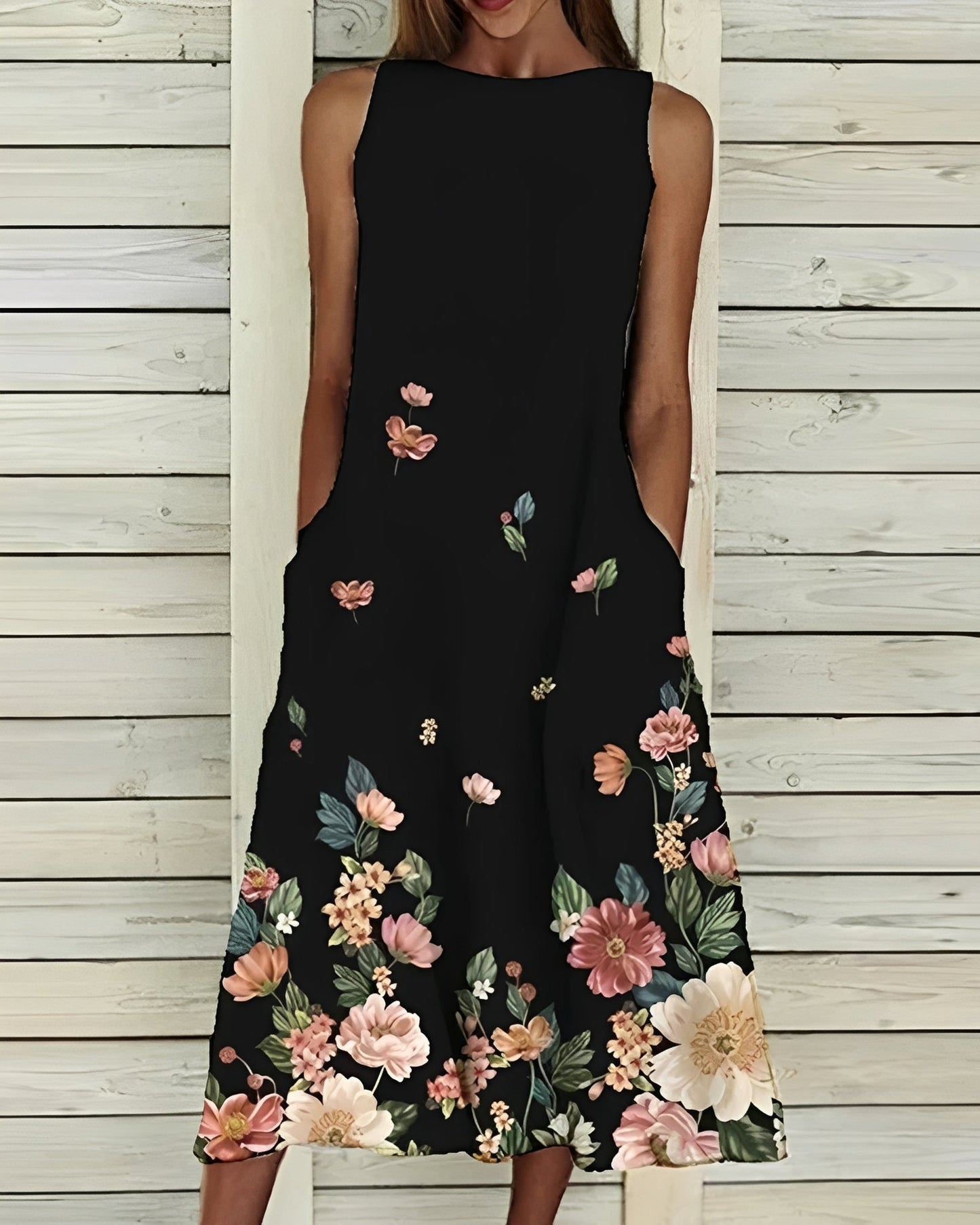 Damenkleid Blumenmuster Sommerkleid Grün