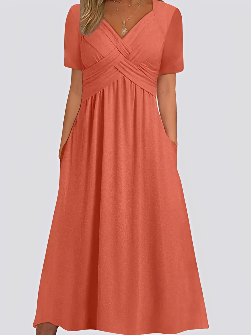 Damen Midikleid Kurzärmelig Lässig