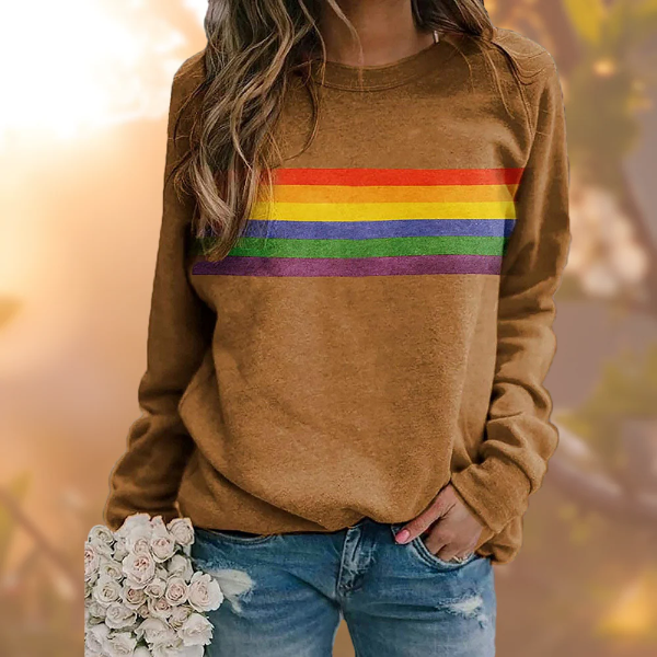 Damen Pullover Sweatshirt Weiches Strick Rundhalsausschnitt Gestreift