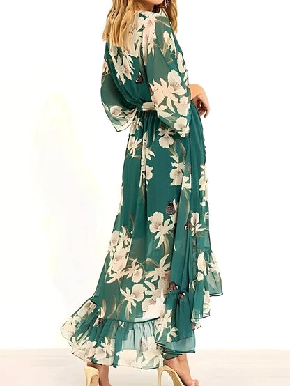 Damen Maxikleid Florales Muster Fließend