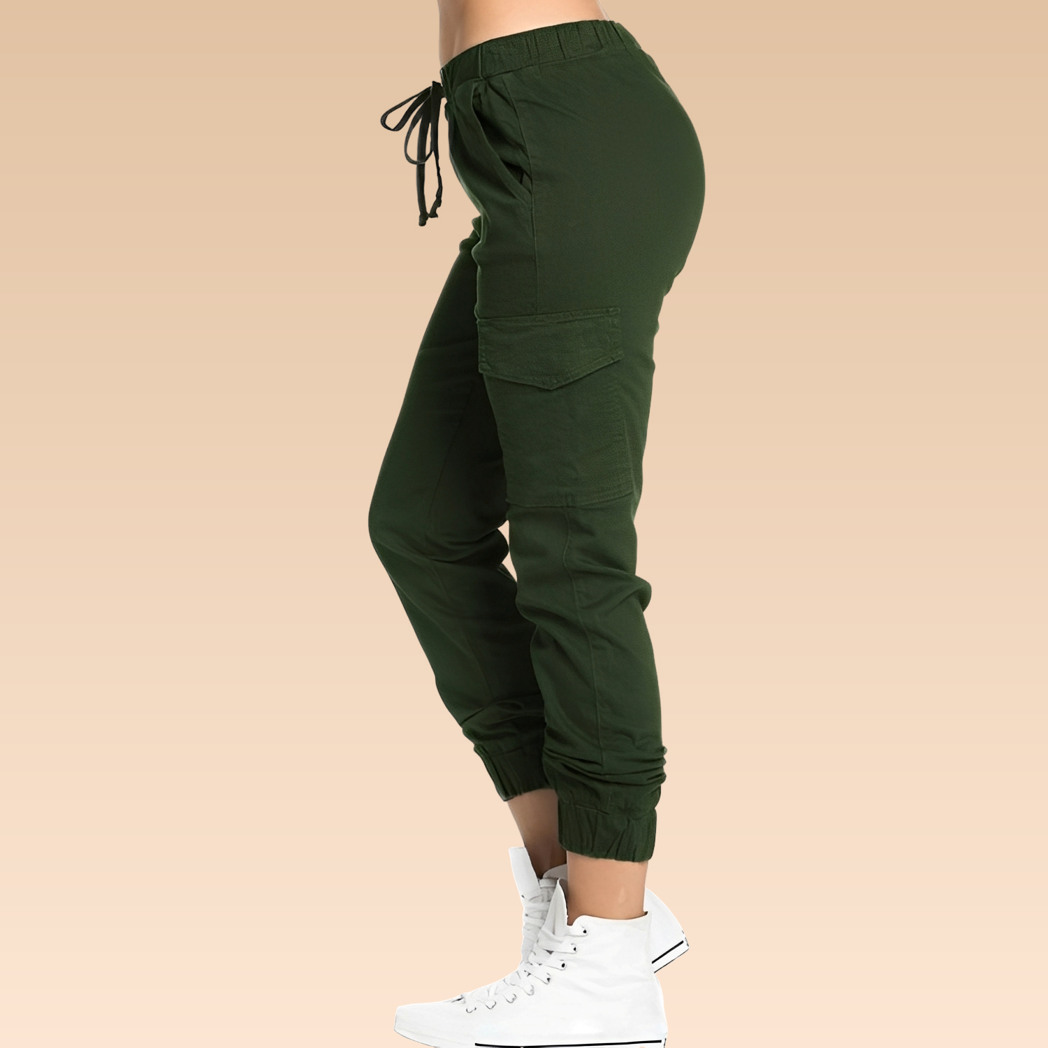 Zendi Damen Cargo-Hose Elegant Taillierte Beige - Norvielle