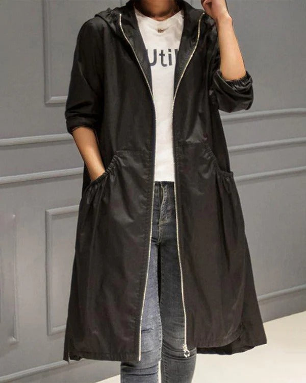 Trenchcoat Damen Wasserdicht mit Kapuze