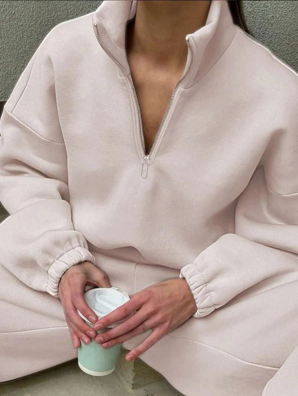 Damen Pullover Oversized Baumwolle Weich Hochkragen Schwarz - Norvielle