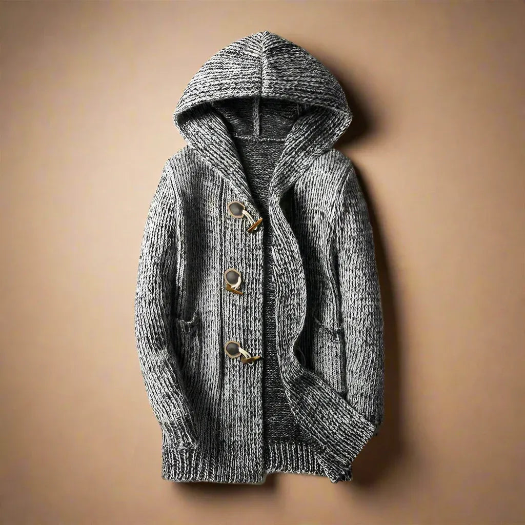 Herren Strickcardigan mit Kapuze Regular Fit Knebelknöpfe - Norvielle