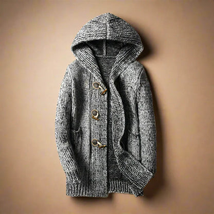 Herren Strickcardigan mit Kapuze Regular Fit Knebelknöpfe - Norvielle