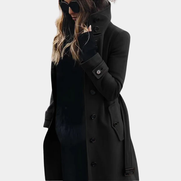 Damen Trenchcoat Taillierte Passform Wolltextur
