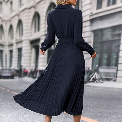 Damen V-Ausschnitt Robe mit goldenem Gürtel