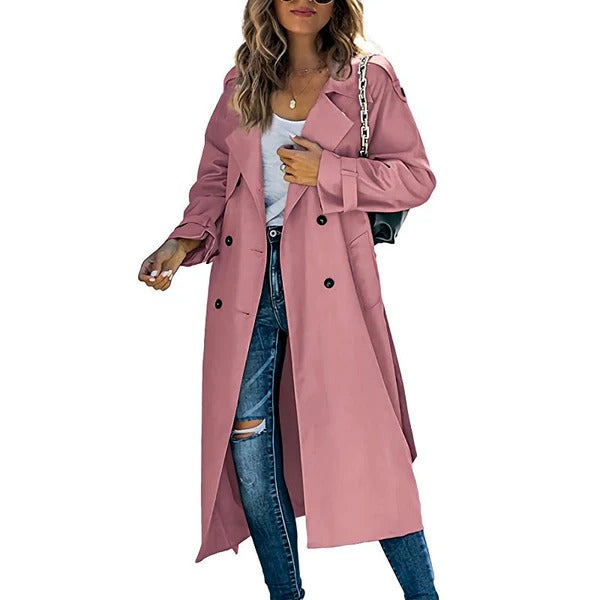 Herren Trenchcoat Doppelreiher Relaxed Fit Lang