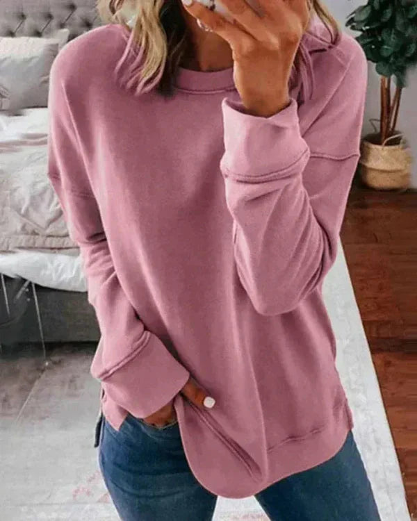 Damen Sweatshirt Relaxed Fit Weicher Baumwollmix Rundhals